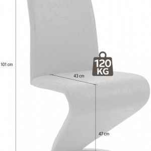 Set de 2 scaune Ziri, microfibra/ metal, negru, 45x61x101 cm - Img 4