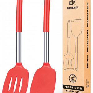 Set de 2 spatule BUNDLEPRO, silicon, rosu, 35 x 12 cm - Img 1