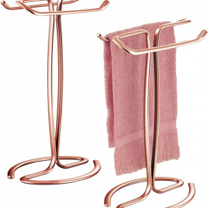 Set de 2 suporturi pentru prosoape mDesign, metal, rose, 15,8 x 19,3 x 35,1 cm