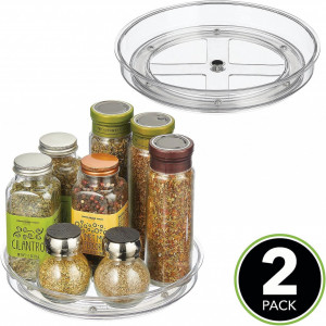 Set de 2 tavi rotative pentru condimente mDesign, plastic, transparent, 22,9 x 3,6 cm 