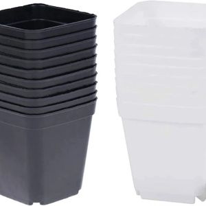 Set de 20 de ghivece pentru plante ZYFFHG, alb/negru, plastic, 7 x 7 x 8 cm - Img 1