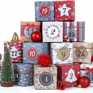 Set de 24 cutii pentru calendarul de advent LIHAO, carton, multicolor, 7 x 7 x 7 cm - Img 1