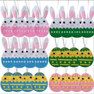 Set de 24 decoratiuni pentru Paste SHJOEE, pasla, multicolor, 12 x 6 cm/ 8 x 6,5 cm