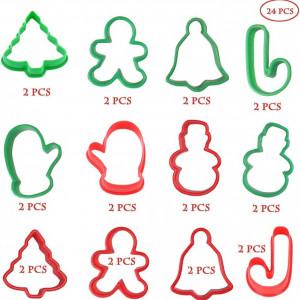 Set de 24 forme pentru prajituri SUNSK, plastic, rosu/verde - Img 6