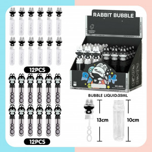 Set de 24 sticlute pentru baloane de sapun la petrecerea copiilor MEISHANG, plastic, alb/negru, 13 cm 