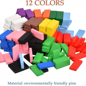 Set de 240 piese domino BUYGOO, 12 culori, lemn, 4,4 x 2,7 x 0,7 cm - Img 8