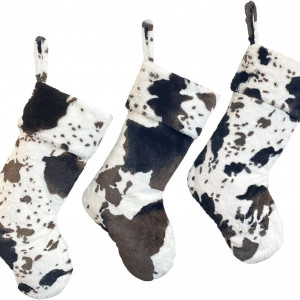 Set de 3 ciorapi pentru Craciun Duosheng & Elegant, bumbac, alb/maro/negru, 35,5 x 25,4 x 20,3 cm