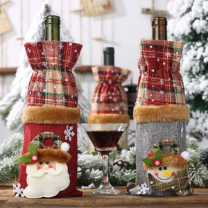 Set de 3 huse pentru sticlele de vin de Craciun Vohoney, textil, multicolor, 28 x 15 cm - Img 2