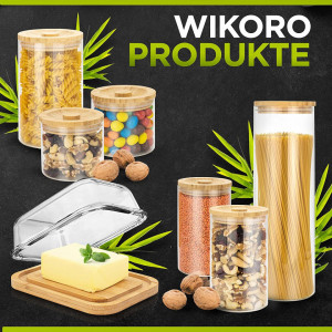 Set de 3 recipiente pentru alimente Wikoro, sticla/bambus, transparent/natur, 1000/500 ml - Img 8