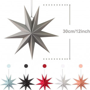 Set de 3 stele decorative CAMILIFE , hartie, negru/alb/gri, 30 cm