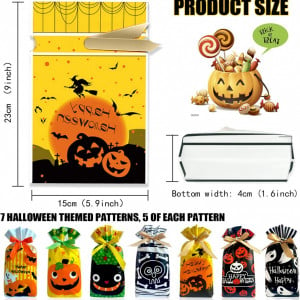 Set de 35 pungi pentru Halloween YIXIPAZH, plastic, multicolor, 15 x 23 cm