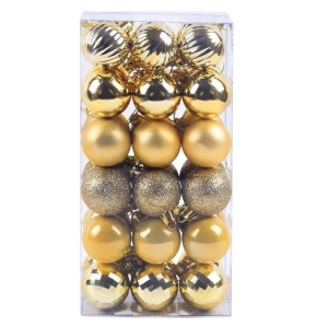 Set de 36 globuri pentru bradul de Craciun ZoneYan, plastic, auriu, 4 cm - Img 4
