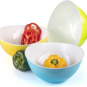 Set de 4 boluri pentru salata Maxi Nature, plastic, multicolor, 19 x 19 x 14 cm