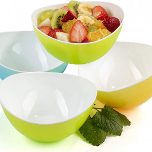 Set de 4 boluri pentru salata Maxi Nature, plastic, multicolor, 480 ml - Img 1