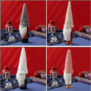 Set de 4 decoratiuni de Craciun pentru sticlele de vin Vpoofree, textil, multicolor, 23 x 12 cm - Img 2