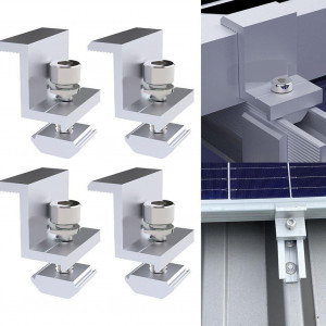 Set de 4 kituri de prindere pentru panouri solare Sunshine smile, aluminiu, argintiu, 45 mm