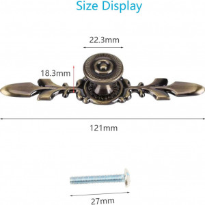 Set de 4 manere sertare/dulapuri CHIFOOM, metal, bronz, 121 x 22,3 x 18,3 mm - Img 3