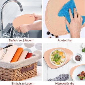 Set de 4 naproane si 4 suporturi pentru pahare Caliyo, PVC, roz pal