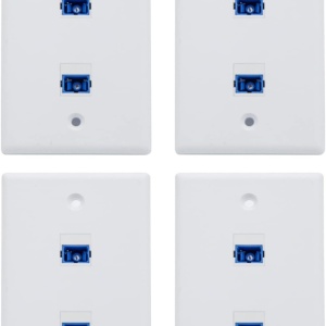 Set de 4 panouri cu 2 porturi pentru fibra optica cu adaptor SC SMF/MMF 10Gtek, plastic, alb/albastru, 115 x 70 mm