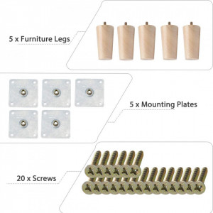 Set de 4 picioare pentru mobilier Sourcing map, metal/lemn, natur, 10 x 5,5 x 4 cm - Img 6