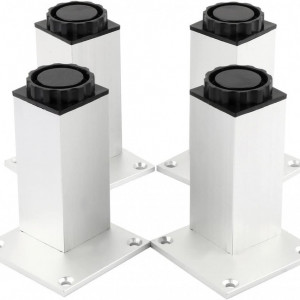 Set de 4 picioare pentru mobilier Sourcing map, metal/plastic, negru/alb, 100-118 x 37 mm