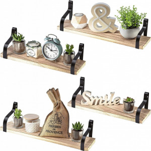 Set de 4 rafturi de perete NATURE SUPPLIES, lemn/metal, natur/negru, 43 x 12 x 10.6 cm / 33 x 12 10.6 cm - Img 4