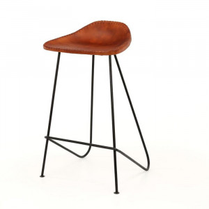 Set de 4 scaune de bar Etheridge, negre/maro, 77 x 45 x 35 cm - Img 1