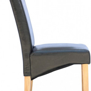 Set de 4 scaune de living Cambridge, piele sintetica neagra, picioare lemn natur - Img 2