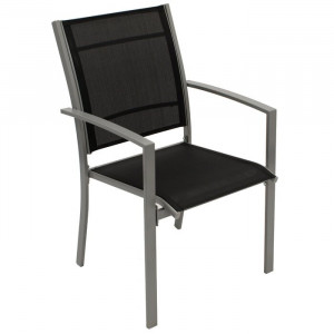 Set de 4 scaune de terasa Vreeland, metal, negre, 89 x 55 x 64 cm - Img 4