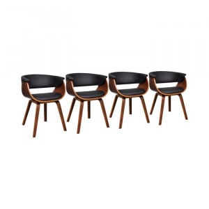 Set de 4 scaune, tapitate, maro/negru, 72 x 59,5 x 51 cm - Img 7