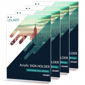 Set de 4 suporturi pentru meniu LELADY, acril, transparent, 30 x 21 cm - Img 2