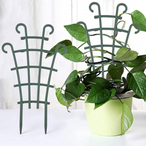 Set de 4 suporturi pentru plante YeahBoom, plastic, verde, 15,5 x 26 cm - Img 6