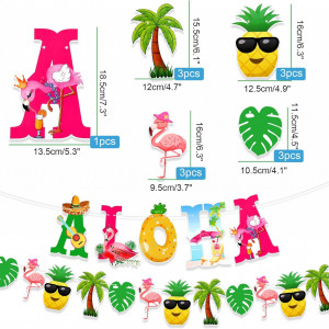 Set de 47 decoratiuni pentru petrecerea hawaiana HOWAF, latex/carton, multicolor