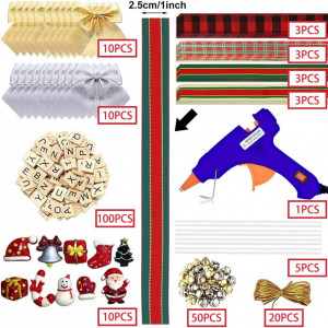 Set de 48 accesorii pentru decoratiuni de Craciun TUIBEIDAMAI, lemn/textil, multicolor - Img 6