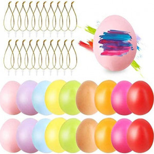 Set de 48 oua colorate de Paste SIMUER, plastic, multicolor, 6 x 4,2 cm - Img 2