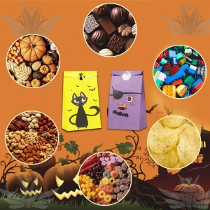 Set de 48 pungi  de bomboane cu autocolante pentru Halloween Colmanda, hartie, multicolor, 22 x 12 x  8 cm  