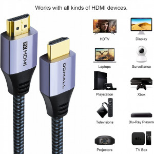 Set de 5 cabluri HDMI DDMALL, 8K, mov, 1,8 m