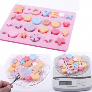 Set de 5 matrite pentru bomboane/ciocolata SIMUER, LOVE, silicon, multicolor, 25,5 x 20,3 cm - Img 2