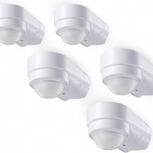 Set de 5 senzori de miscare cu infrarosu V-TAC, IP65, plastic, alb, 125,2 x 72,7 x 71,4 cm