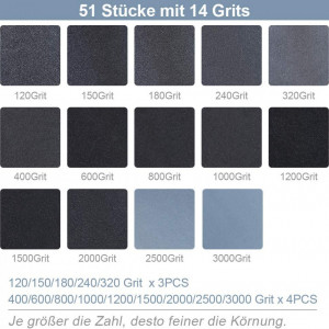 Set de 51 coli de smirghel Zacro, gri/negru, 22,85 x 9,15 cm - Img 8