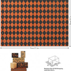 Set de 6 coli hartie pentru impachetat cadouri, portocaliu/negru, 70 x 50 cm - Img 5