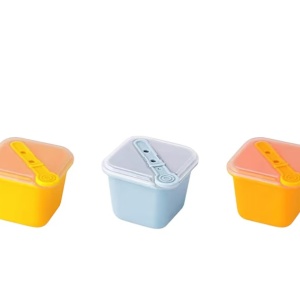 Set de 6 forme cu capac pentru cuburi de gheata SAIBANGZI, PP, galben/albastru, 5.8 x 5.8 x 4.5 cm - Img 8