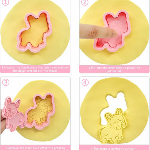 Set de 6 forme pentru biscuiti LUCTHY, model animalute, polipropilena, roz - Img 6
