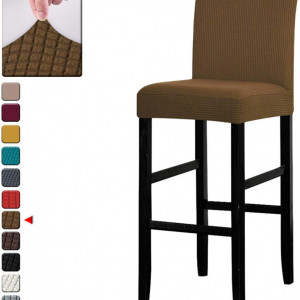 Set de 6 huse de protectie pentru scaune Lansheng, poliester/spandex, caramel, 40 x 42 x 35 cm - Img 3