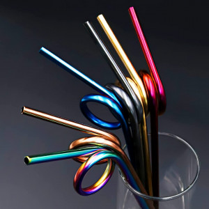 Set de 6 paie reutilizabile Qpout, metal, multicolor, 22 cm - Img 4