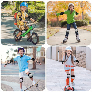 Set de 6 protectii pentru ciclism/patinaj GIEMIT, alb/negru, PVC/EVA, 6-13 ani, M - Img 2