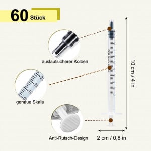 Set de 60 siringi fara ac pentru masurare Thirei, plastic, transparent, 10 cm , 1 ml - Img 6