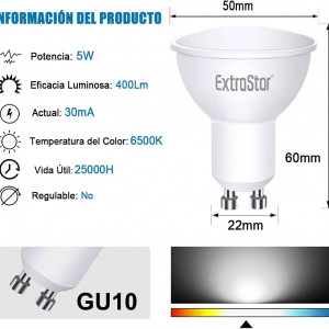 Set de 8 becuri ExtraStar, LED, metal/plastic, alb/argintiu, 5 x 6 cm, 5W - Img 6