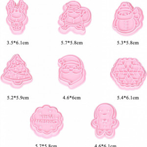 Set de 8 forme pentru biscuiti de Craciun Veaoiy, polipropilena, roz