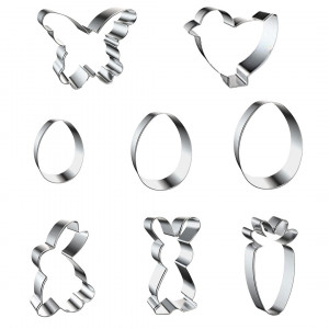 Set de 8 forme pentru prajituri Guboom, model Paste, otel inoxidabil, argintiu